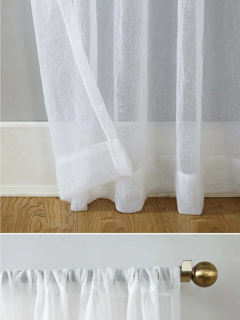 8x Sheer White Curtains Panel - Home Accents